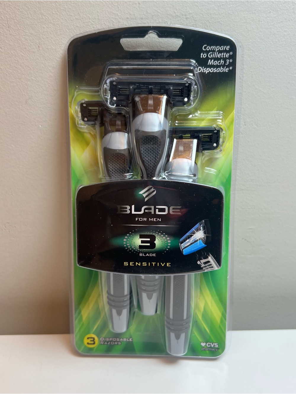 Blade For Men 3-Blade Sensitive Disposable Razors - Green/Brown